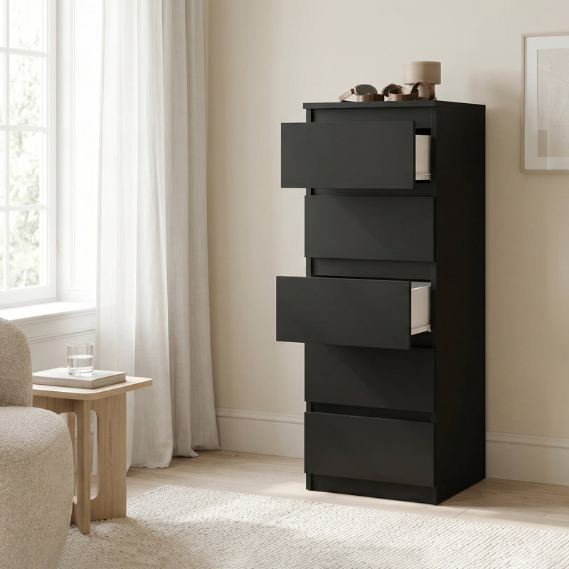 Deckland 40cm W 5 - Drawer Chest of Drawers, Black