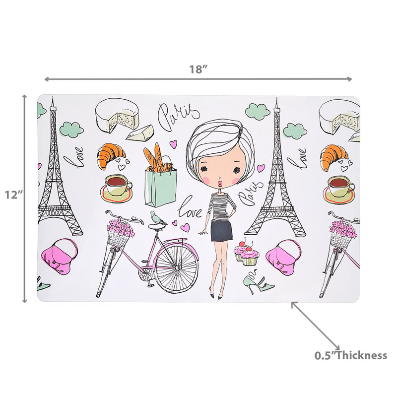 Napperon en plastique Girl In Paris 12 X 18 - Ensemble de 12