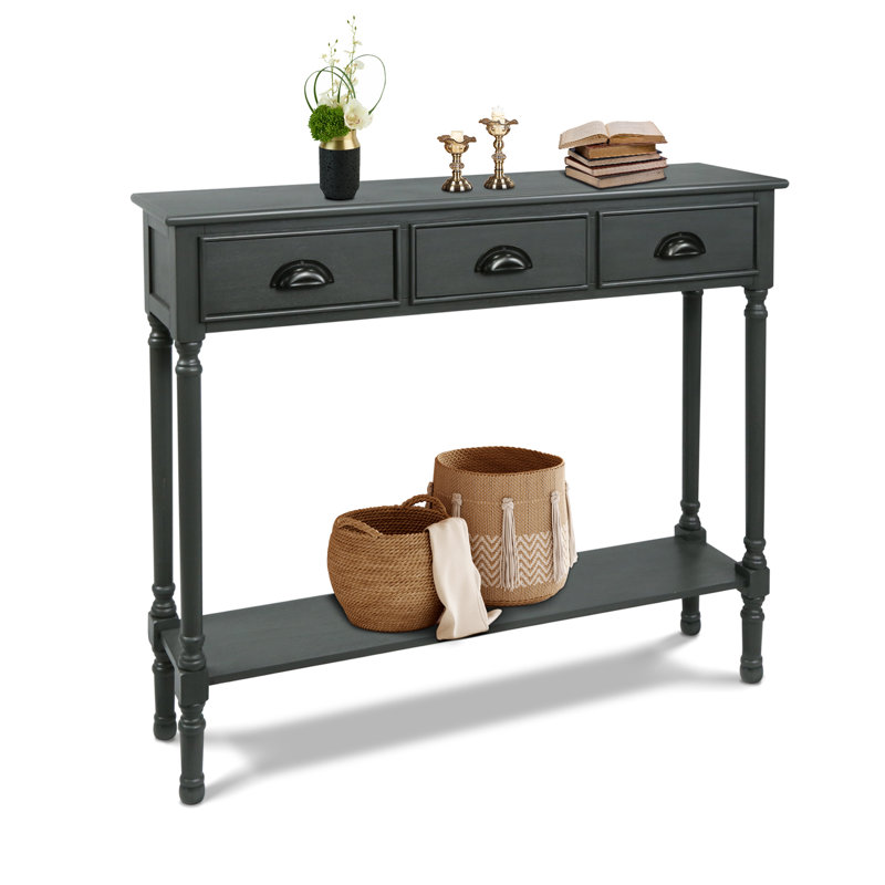 Pearsall 39.5'' Solid Wood Console Table, Gun Metal