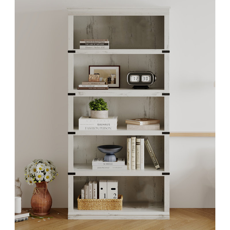 Bookcase, (5 Shelves) 171.2 cm H × 79.8 cm W × 32.3 cm D, White
