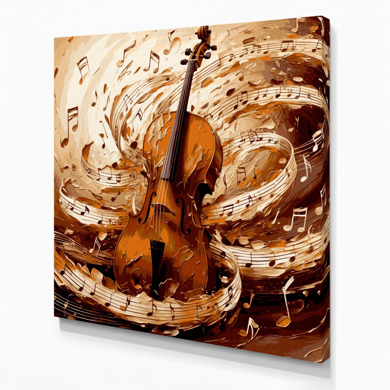 «Music Cello Brown», art mural sur toile, H 32 po x l 32 po