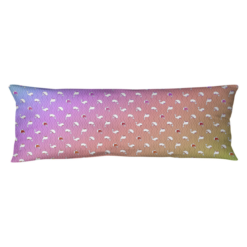 Coussin lombaire baleines, Bourre en polyester, Molleton moelleux, Blanc / arc-en-ciel
