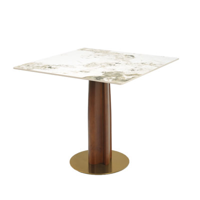 Folkestone Modern Square Sintered Stone Conference Table With Solid Wood Base by Mercer41