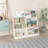 Kids Bookshelf and Toy Storage Organizer, Multifunctional 4 Tier Wooden Kids Book Shelf with  Bookcase Display Stand