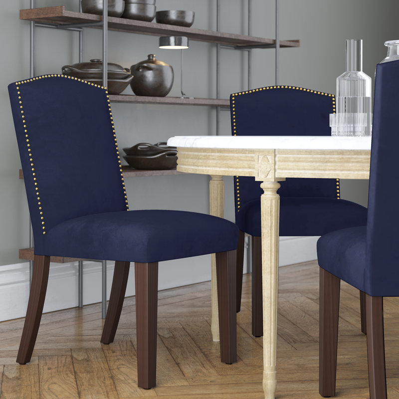 Nadia 20'' H Upholstered Dining Chair, Classic Ink Performance Velvet, Espresso