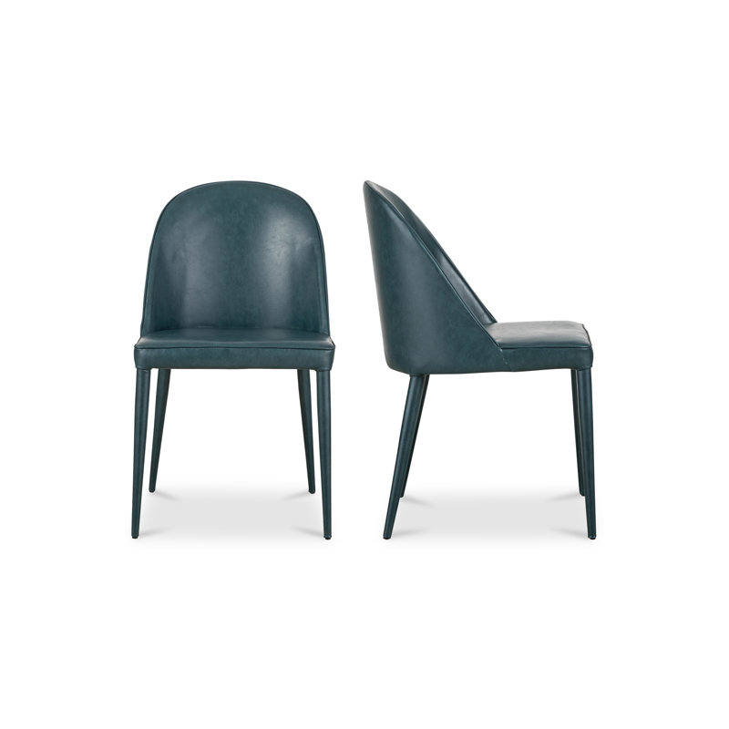 Upholstered Side Chair in Grey, Dark Teal Faux Leather