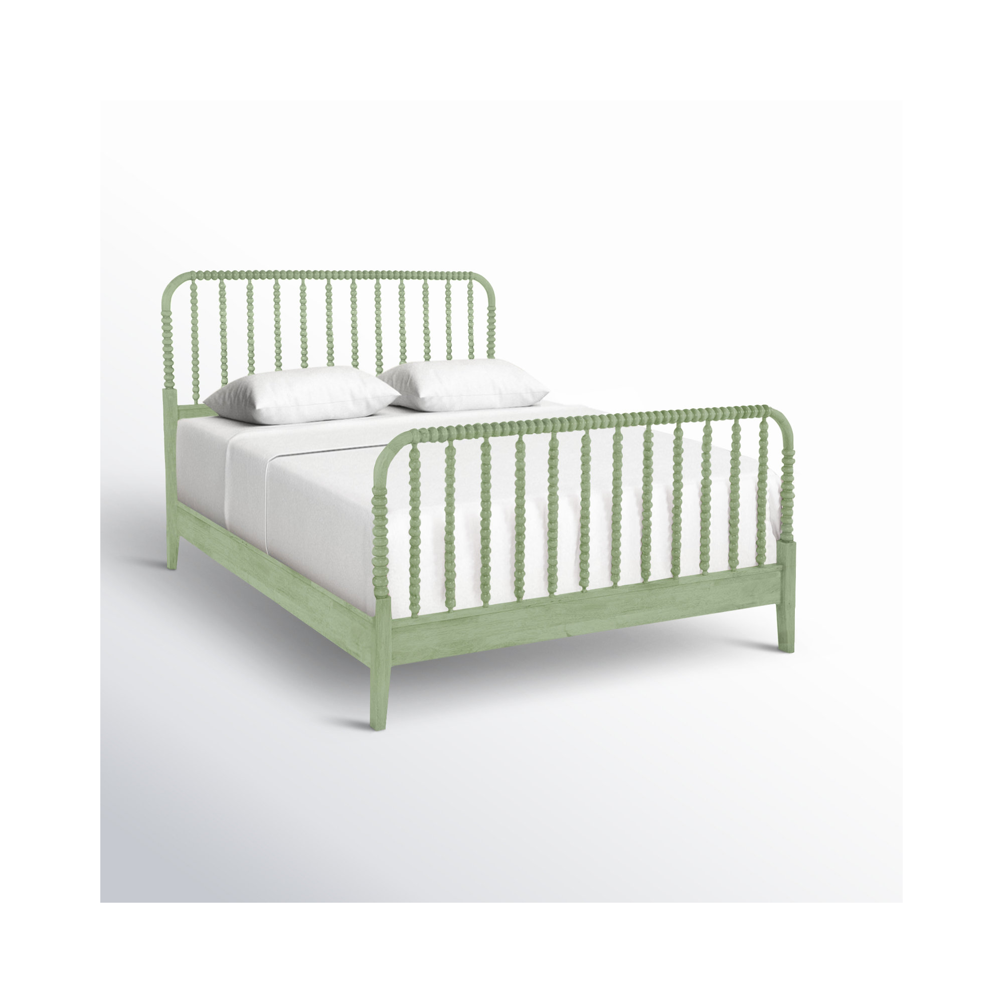 Louisa Solid Wood Spindle Bed, Celery, Queen