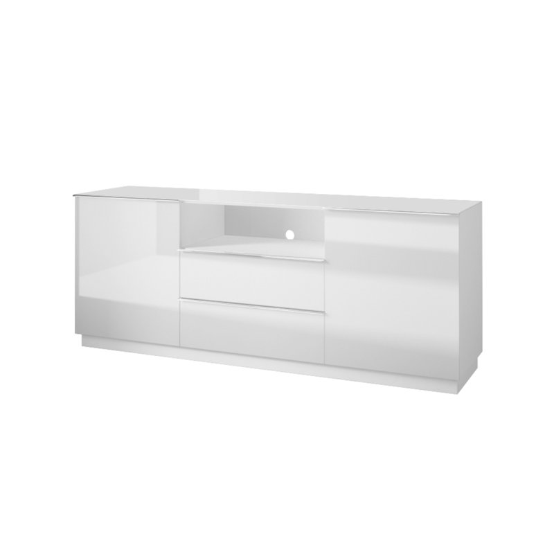 Conchita 180cm Sideboard, White/White Glass