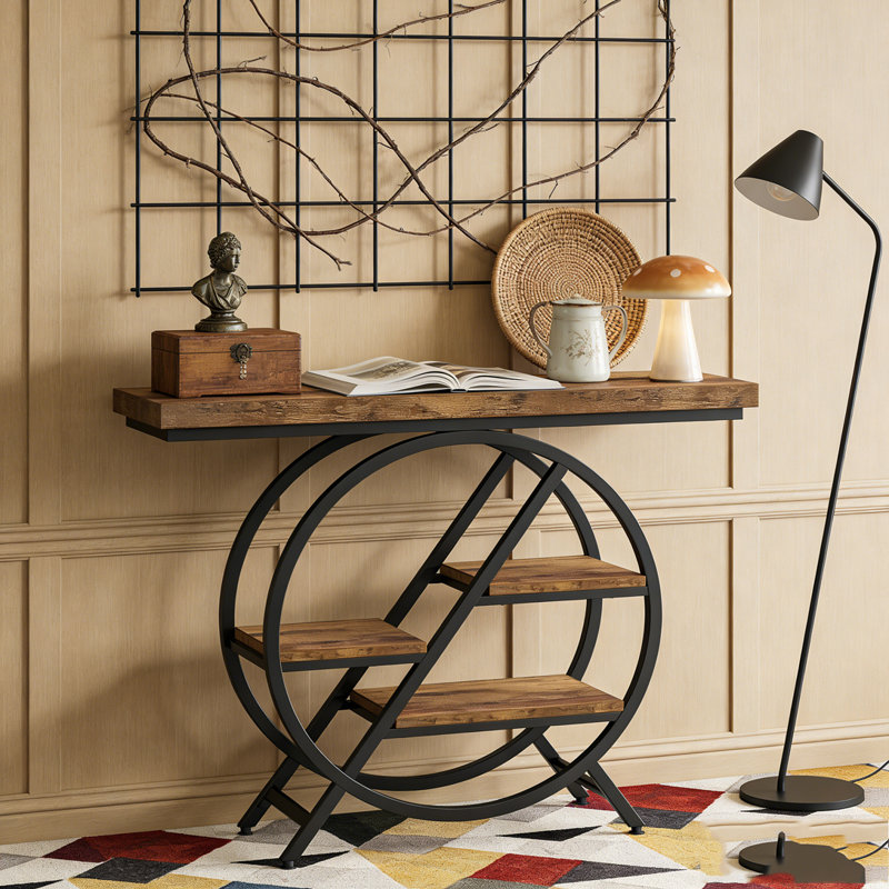 4-Tier Entryway Table with Geometric Metal Frame
