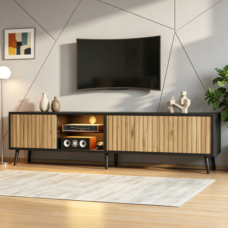 Unfinished TV Stand for TVs up to 70" with Fireplace Included