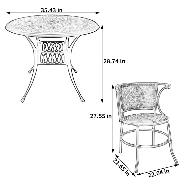 Rattan patio table and chair combination