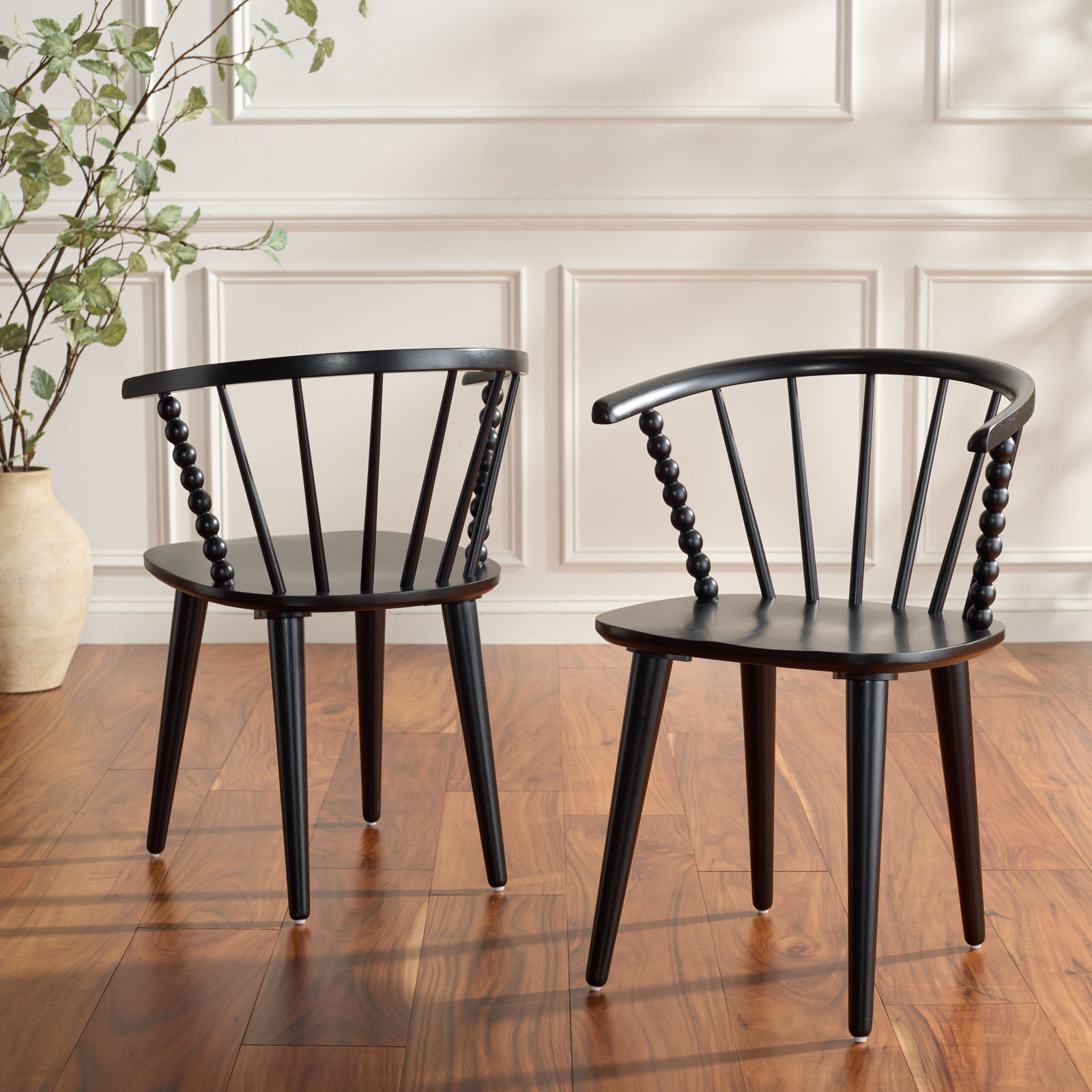Paras Curved Back Wood Dining Chair, Black