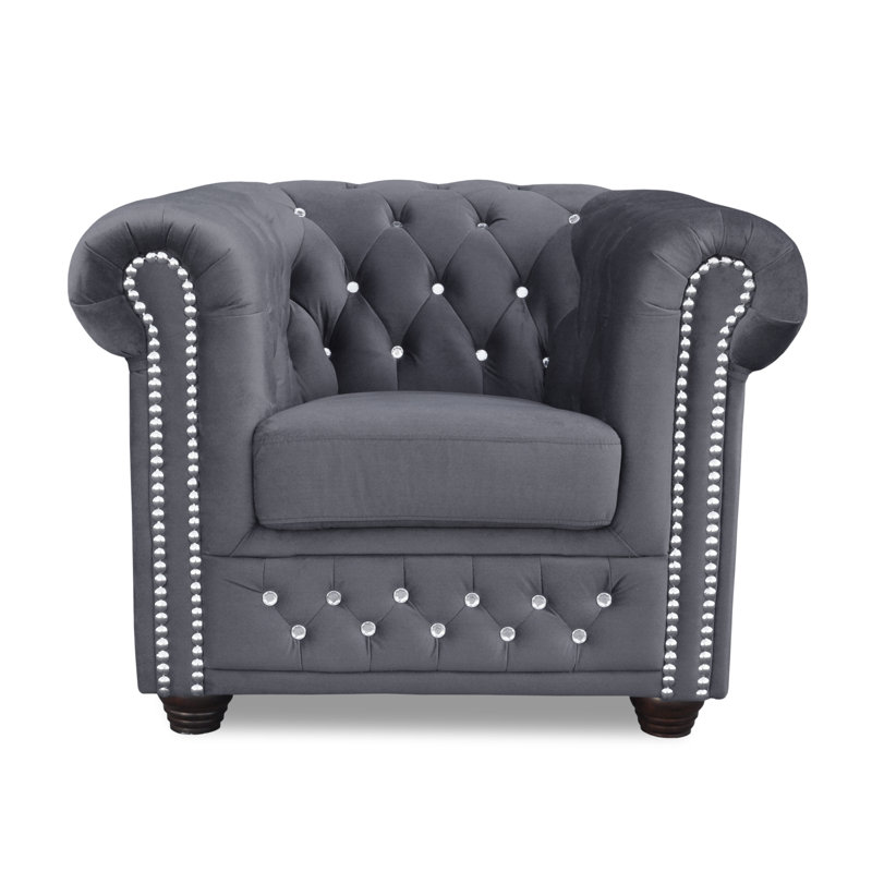 Sade Upholstered Chesterfield Chair, Grey