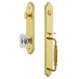 Arc Handleset with Single Cylinder Deadbolt and Baguette Crystal Door Knob and Arc Rosette