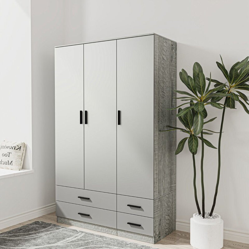 Retonia Manufactured Wood Wardrobe, Ash Grey/Grey