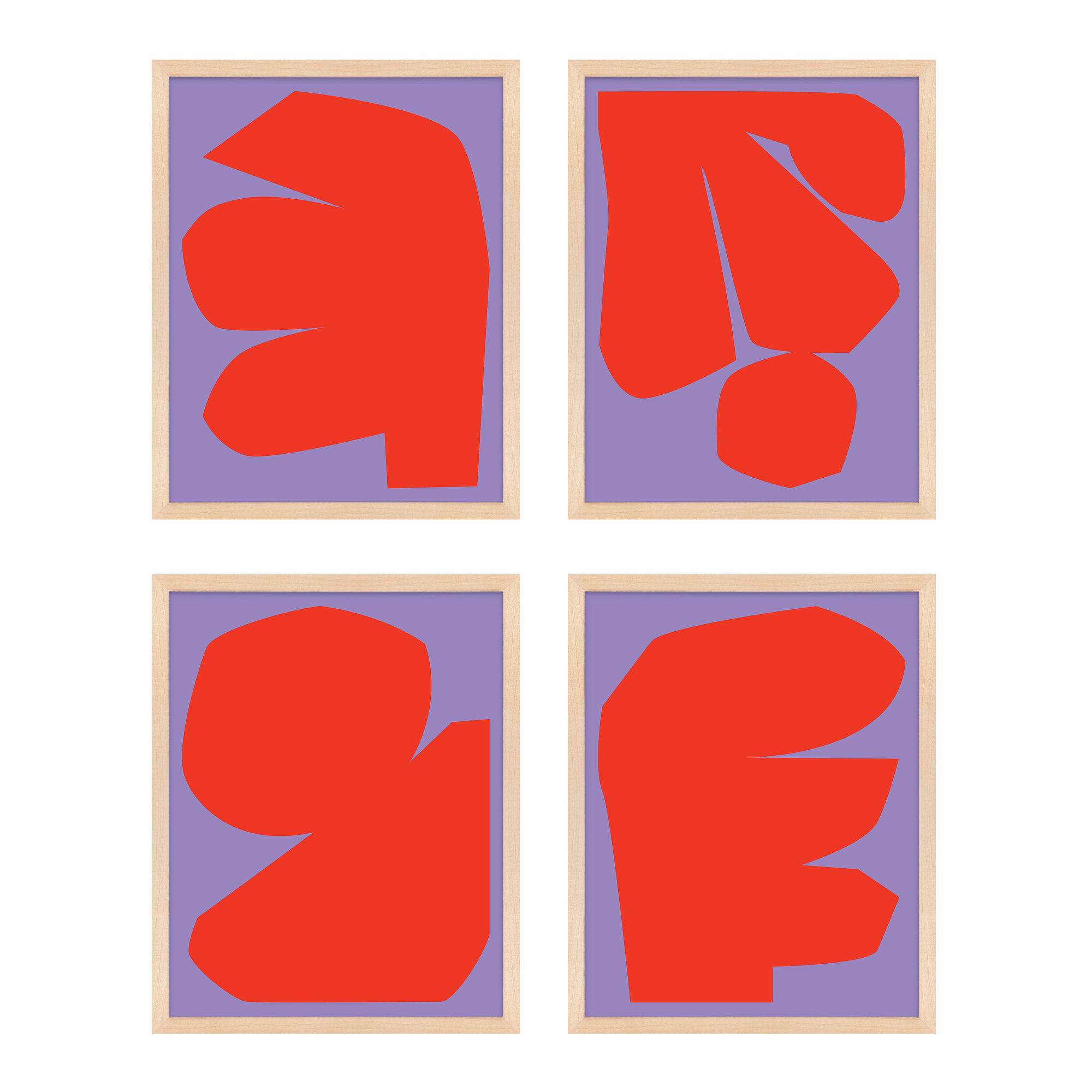 Module Minimalism. Set Of 4 by Michael Kempen, 20"H x 16"W x 1.25"D, Maple Framed