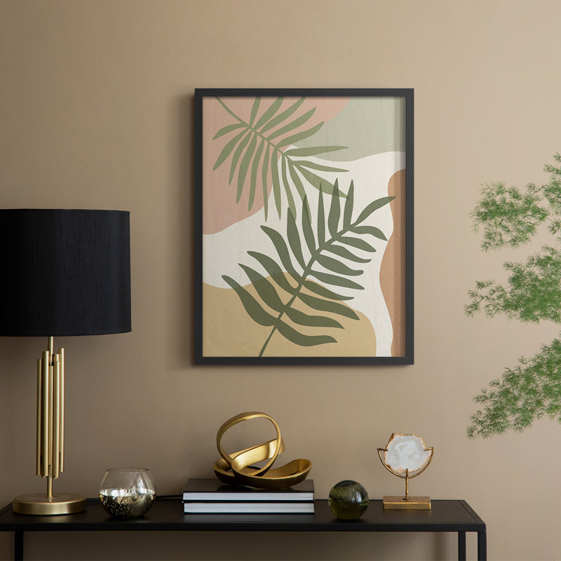 «Mid Century Palm II», H 21 po x l 17 po, Noir, noir, noir, noir