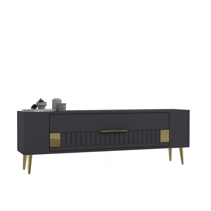 Olivia Unfinished TV Stand, 120cm, Grey/Gold