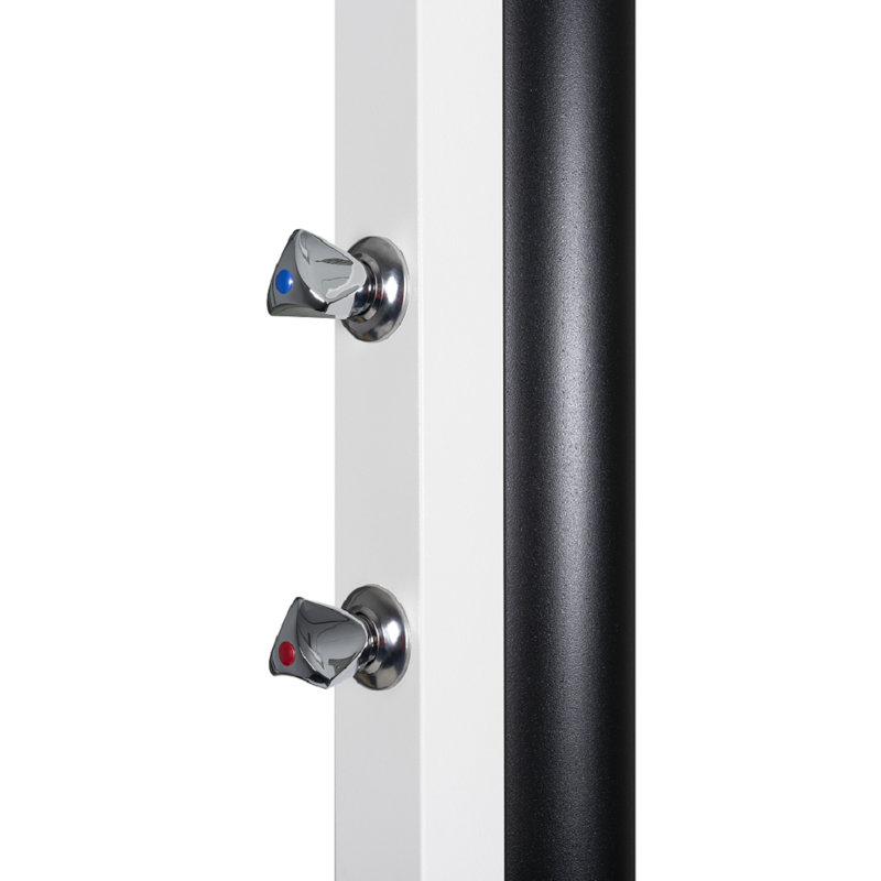 Aleathia Solar Powered Stainless Steel Wall Mounted Outdoor Shower and Footwash Spout, White