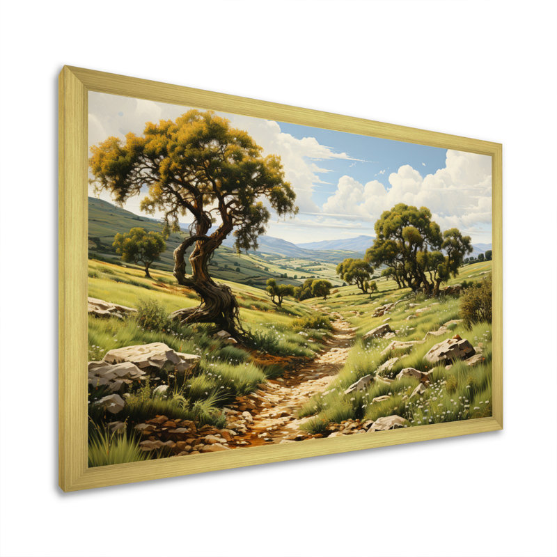 Spain Olive Groves In Andalusiain I - Landscapes Wall Art Prints, H 16 po x l 32 po x P 1 po, Cadre doré à une seule photo