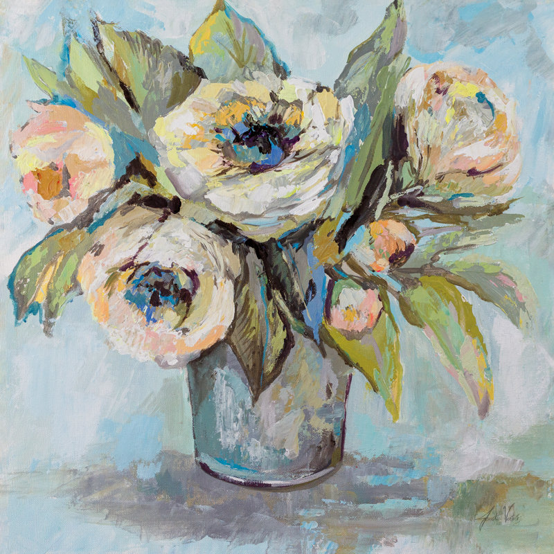 Soft Blooms by Jeanette Vertentes - Wrapped Canvas Painting, 76cm H x 76cm W