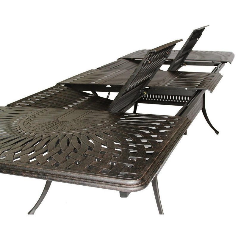 Allene 10 - Person Wood Patio Dining Set with Rectangular Table , Cushions Included, Olefin Walnut