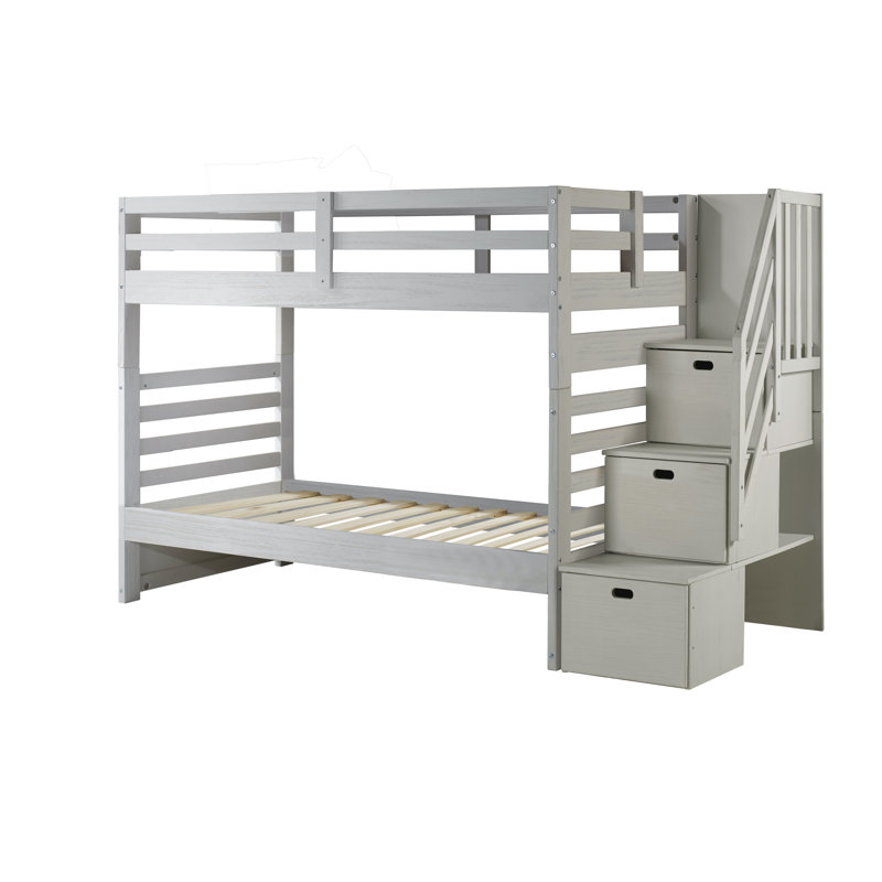 Huseman Kids Twin Over Twin Bunk Bed, White Mist