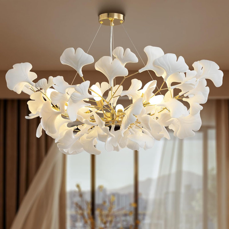 Lustre en céramique à 8 lumières L40 pouces Kholton, Doré