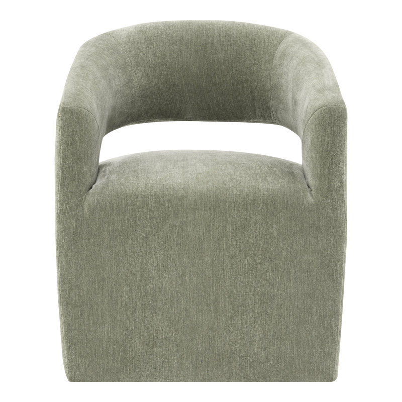 Roya Barrel-Back Dining Chair With Casters, Green