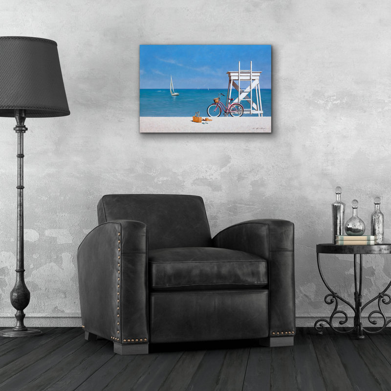 «Beach Bike 3» par Zhen-Huan Lu, art mural en verre acrylique, H 16 po x l 24 po