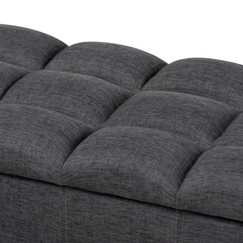 Kalarovich Polyester Upholstered Storage Bench, Charcoal