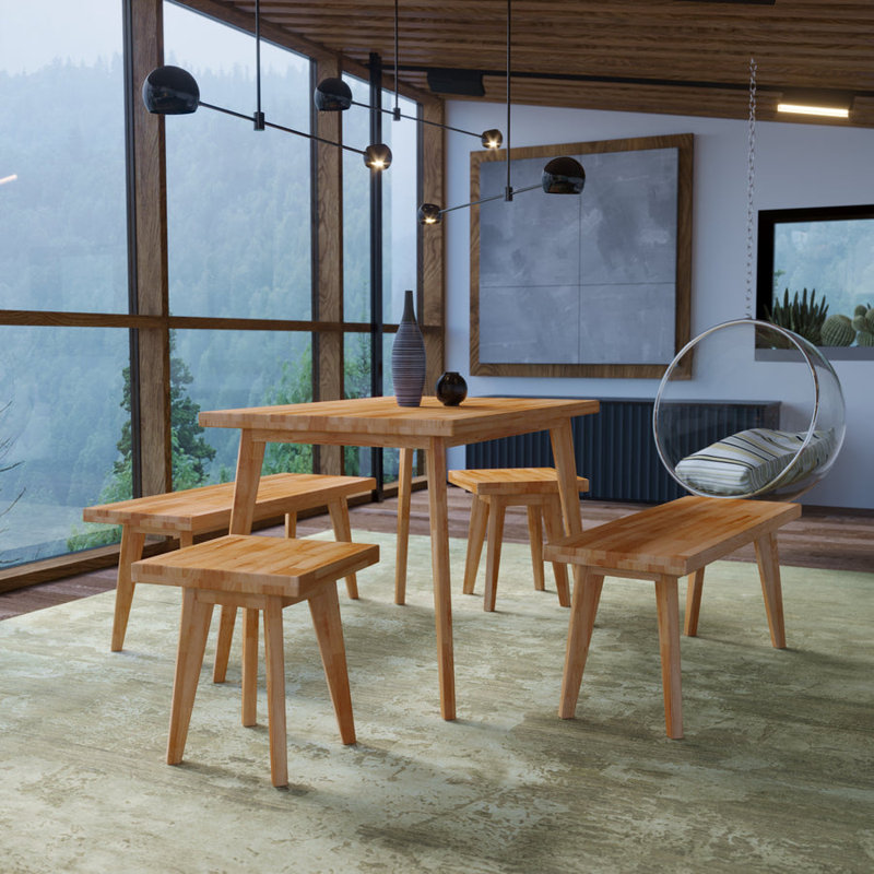 Rosalie solid wood dining table, 75cm H x 110cm L x 75cm W, Beech Heartwood
