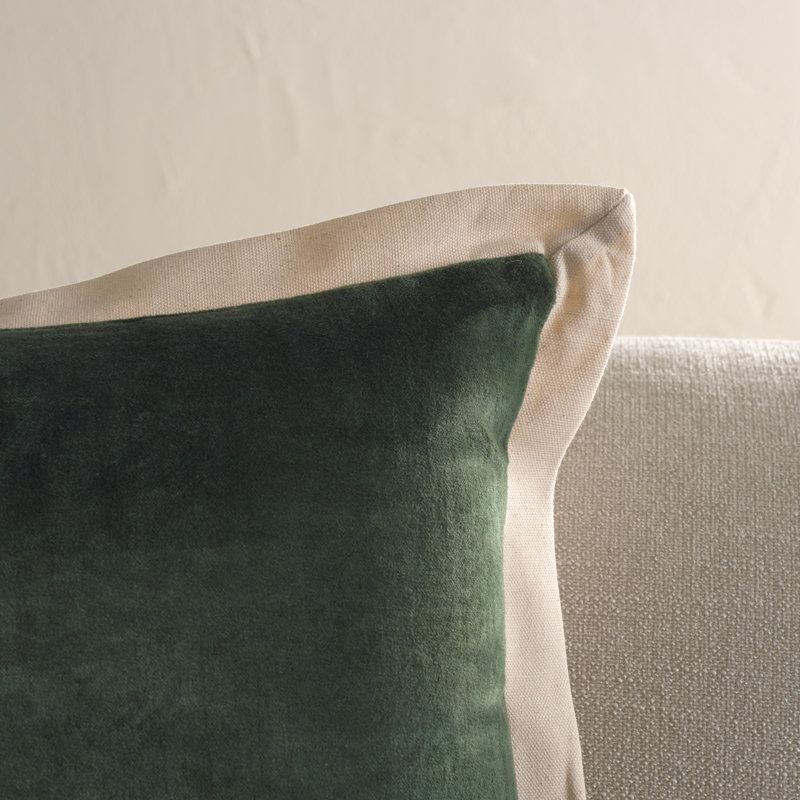 Coussin en coton Jordy, Olive, H 18 po x l 18 po, Carré
