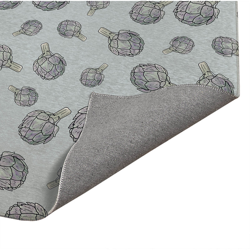 Tapis de cuisine antidérapant Summer Artichaut, Rectangulaire 3 pi x 5 pi, Bleu glacier