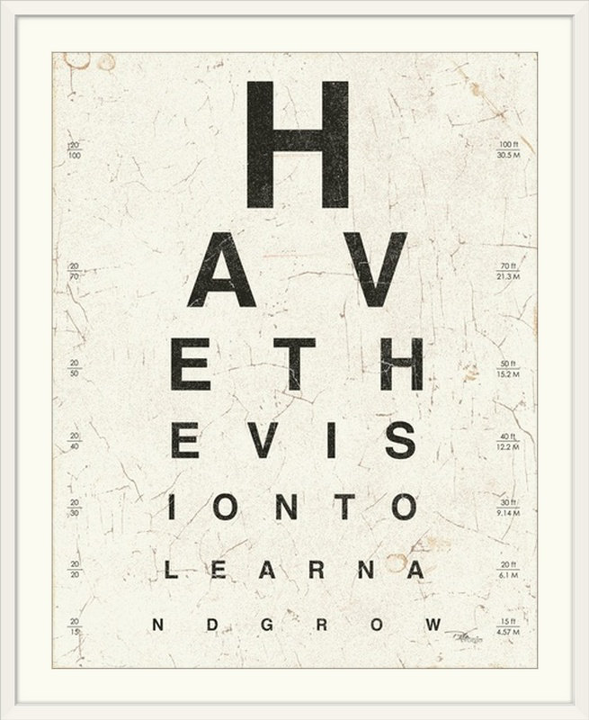 « ii », art textuel Eye Chart, Cadre blanc, H 23 po x l 20 po x P 1 po