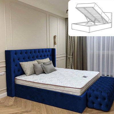 Upholstered Velvet Lift Up Storage Bed