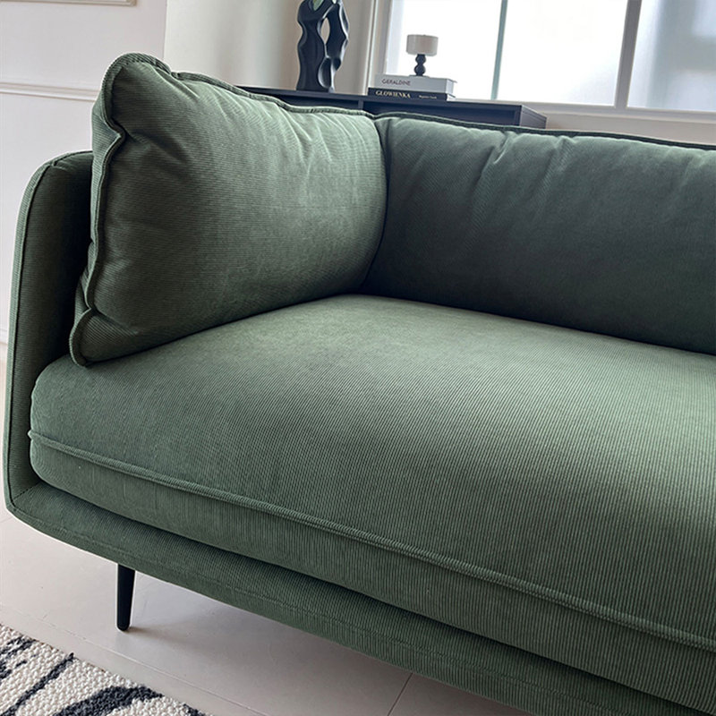 Coussin en velours côtelé vert, H 33,46 po x l 98,43 po x P 37,40 po