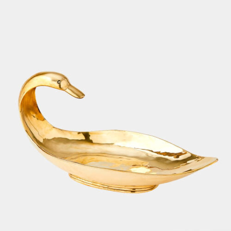 Duck Brass Decorative Bowl, 6" H x 6" W x 12" D