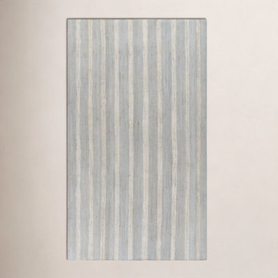 Aadison Blue Hand-Woven Striped Jute Rug