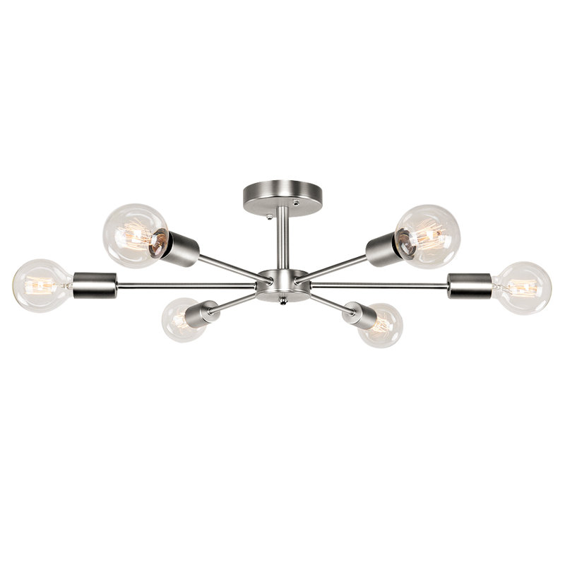 Plafonnier semi-encastré 6 lumières 23,62 po Annunzia, Nickel