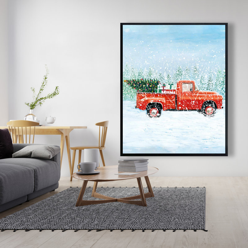 Christmas Tree Truck Print On Canvas, H 48 po x l 60 po