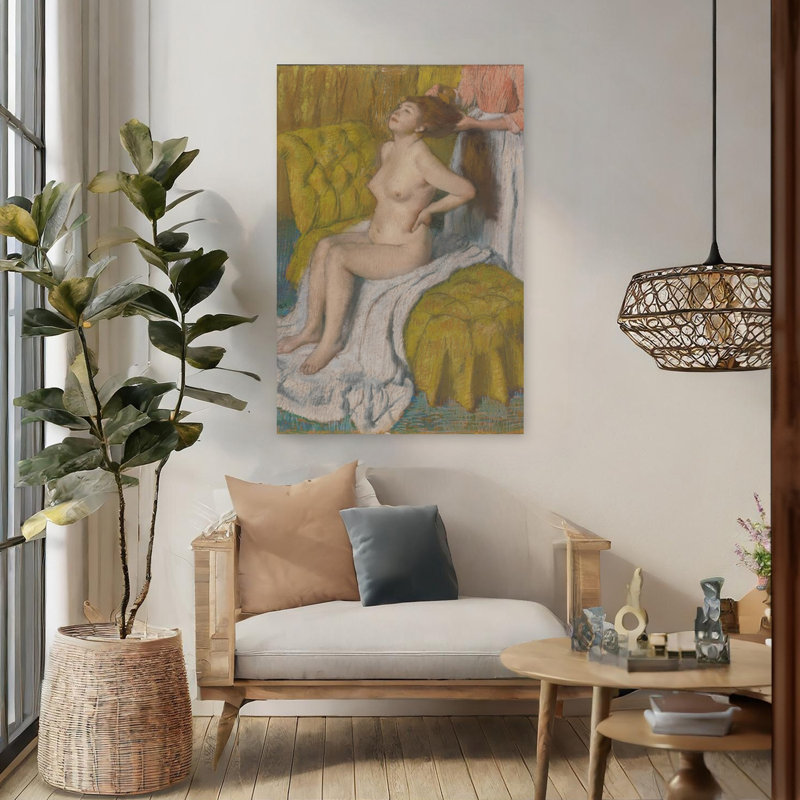 Femme se faisant peigner, vers 1886-1888, estampe d'art mural abstrait contemporain impressionniste, H 48 po x l 32 po