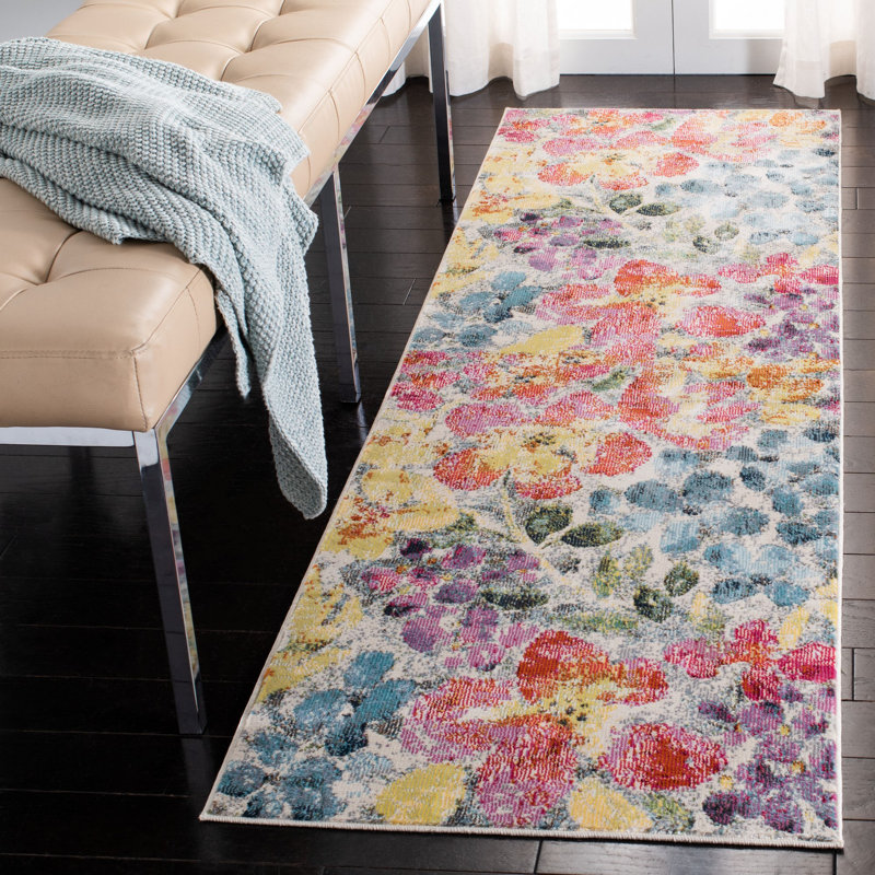 Tapis floral Maeser 300 Performance, Tapis de couloir 2 pi 2 po x 7 pi