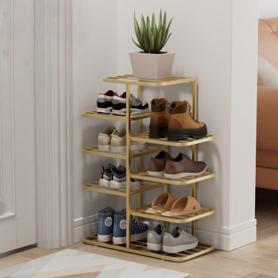 Sturdy Metal Shoe Rack Organizer With Double Row Vertical Design For Space-Saving Storage In Closet, Entryway, Garage