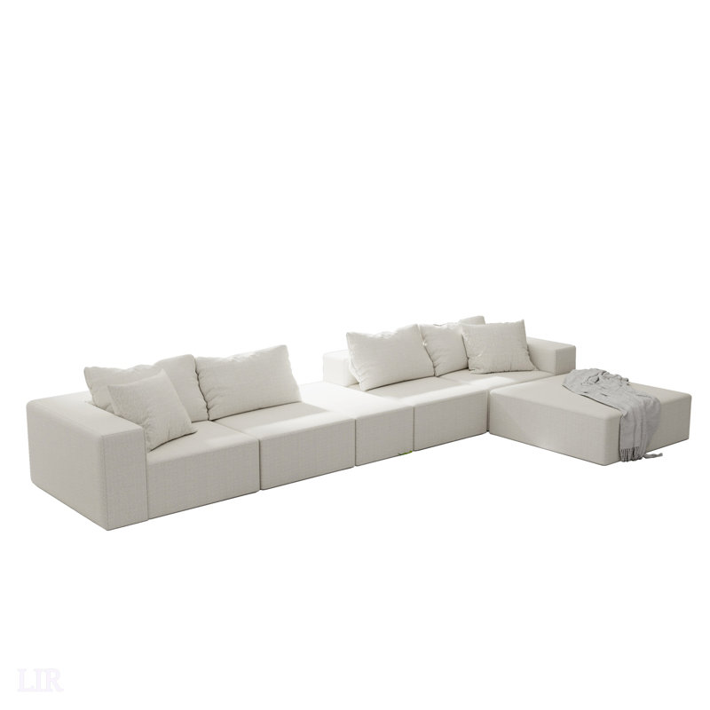 Canapé modulaire rembourré en chenille Modern, Chenille beige