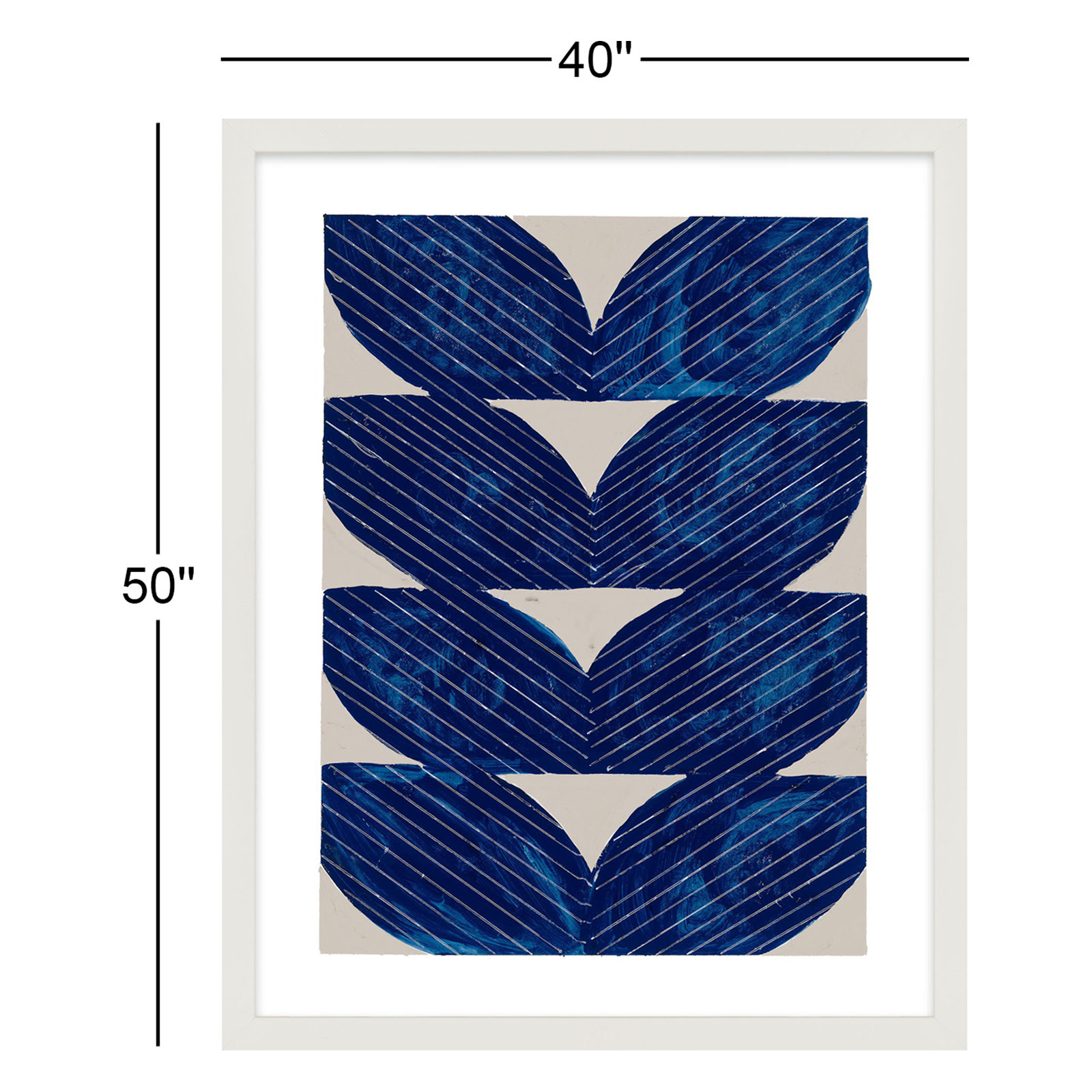 Navy Chevron by Andrea Stokes, White, 50" H x 40" W x 1.25" D
