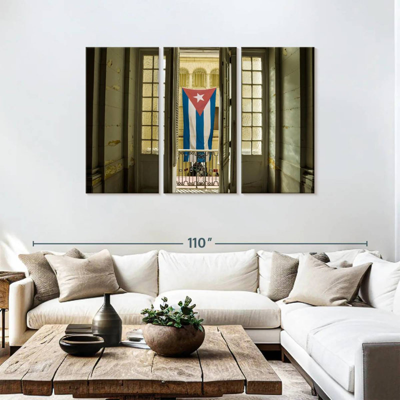 Borges Cuba Flag On Window, 48" H x 74" W