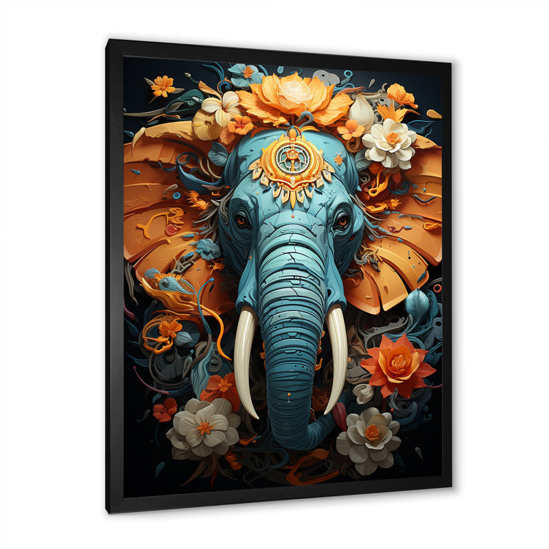 Urban Graffiti Pachyderms sur toile, H 44 po x l 34 po x P 1,5 po, Cadre simple noir