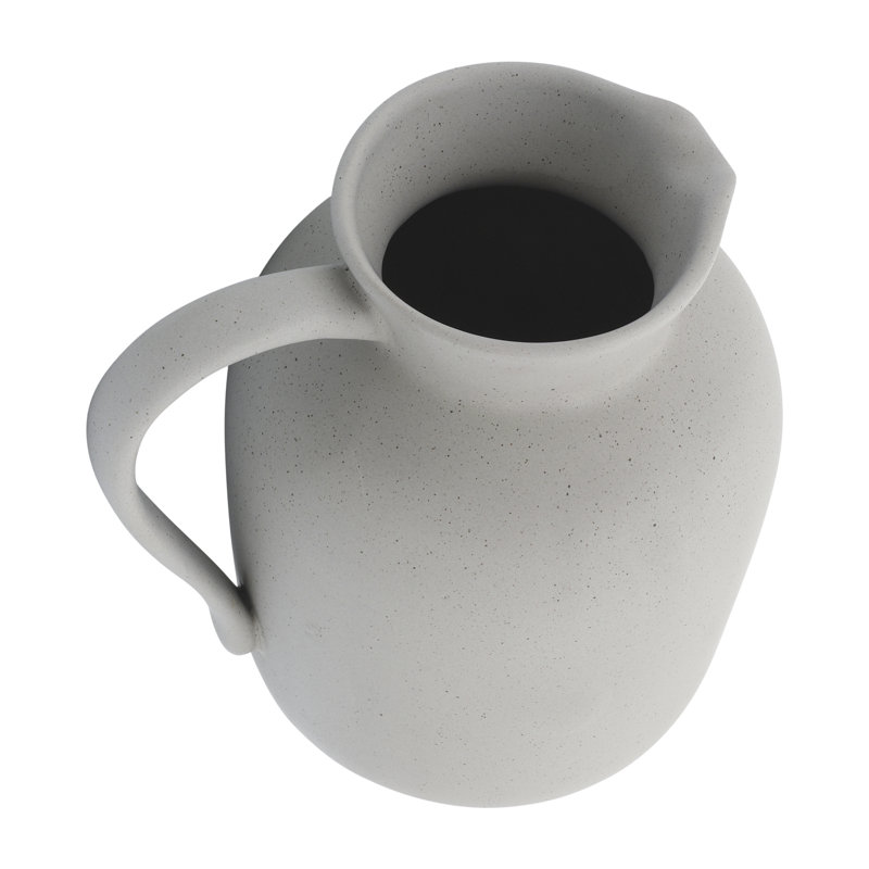  Vase pichet en céramique, H 8 po x l 6 po x P 5 po, Gris