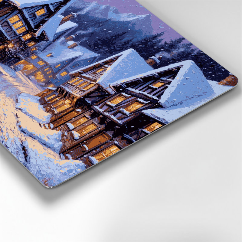 Art mural en métal «Christmas Snowy Villages», H 240 po x l 288 po x P 0,05 po